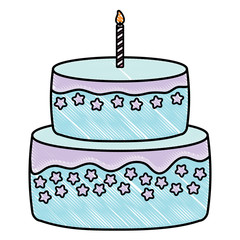 Sweet Birthday Cake icon over white background, colorful design. vector illustration