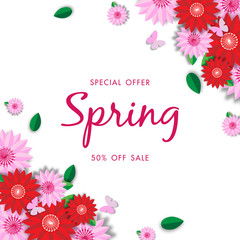 Spring sale background with beautiful flower, vector illustration template 236 [Converted]