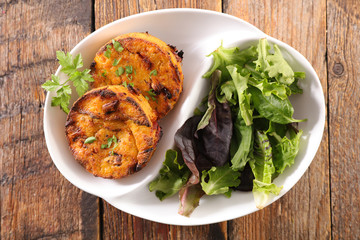 polenta portion and salad