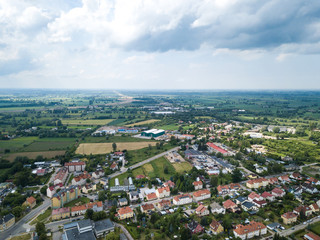 Aerial: Cityscape of Elblag, Poland
