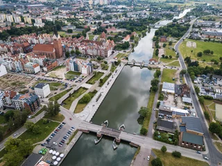Fotobehang Kanaal Antenne: Het kanaal van Elblag, Polen