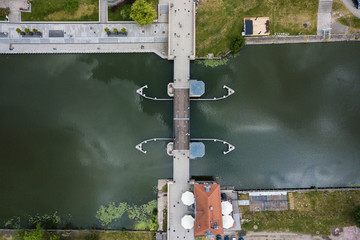 Aerial: The canal of Elblag, Poland