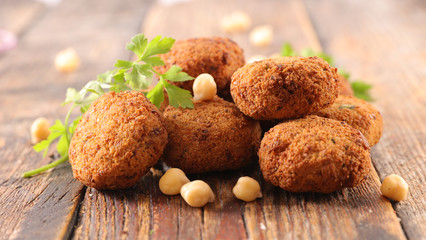 falafel on wood background