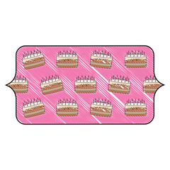 banner with birthday cake pattern over white background, vector illustration