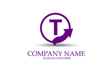 T Circle Arrow Letter Identity Logo Design Vector.