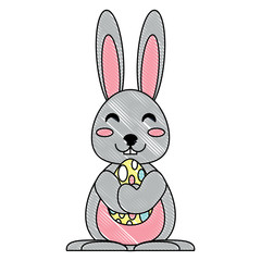 cute rabbit icon over white background, colorful design. vector illustration