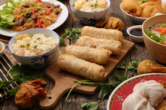 assorted asian cuisine dish