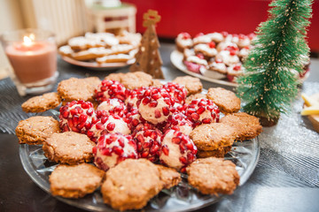 Christmas dessert serving on table