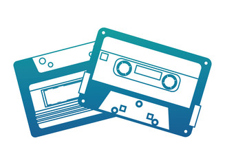 Obraz premium retro vintage cassette tape record music vector illustration neon blue