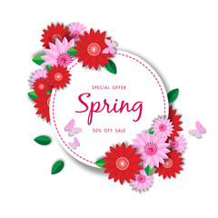 Spring sale background with beautiful flower, vector illustration template