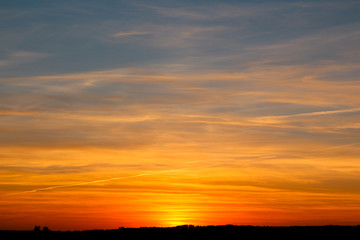 Evening sunset away from the city