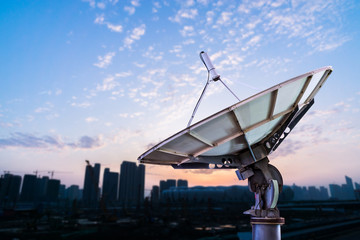 satellite dish antennas in city