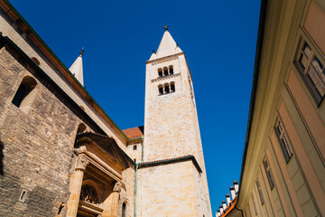 Prague castle European colorful buildings in Czech Republic