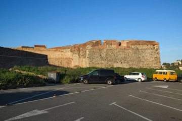 Collioure, medieval fortress walls, Languedoc-Roussillon, France