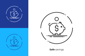 Obraz premium Savings pig money box line art vector icon