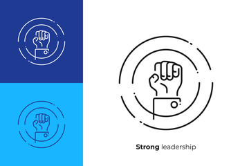 Leadership rised fist line art vector icon
