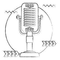 vintage retro microphone classic equipment vector illustration  sketch