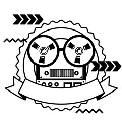 reel to reel tape recorder audio retro device emblem vector illustration 