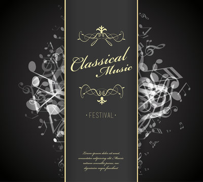 Classical music festival advertising poster template with tunes.