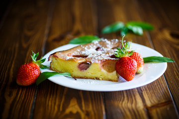 cottage cheese sweet casserole with strawberries
