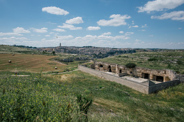 Matera apulia vintage Old City streets and castle in Italy