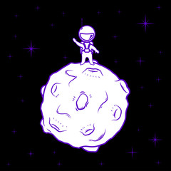 Fototapeta premium Cute cartoon spaceman on moon