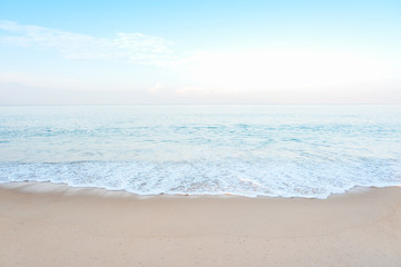 Beautiful white clouds on blue sky over calm sea background.
