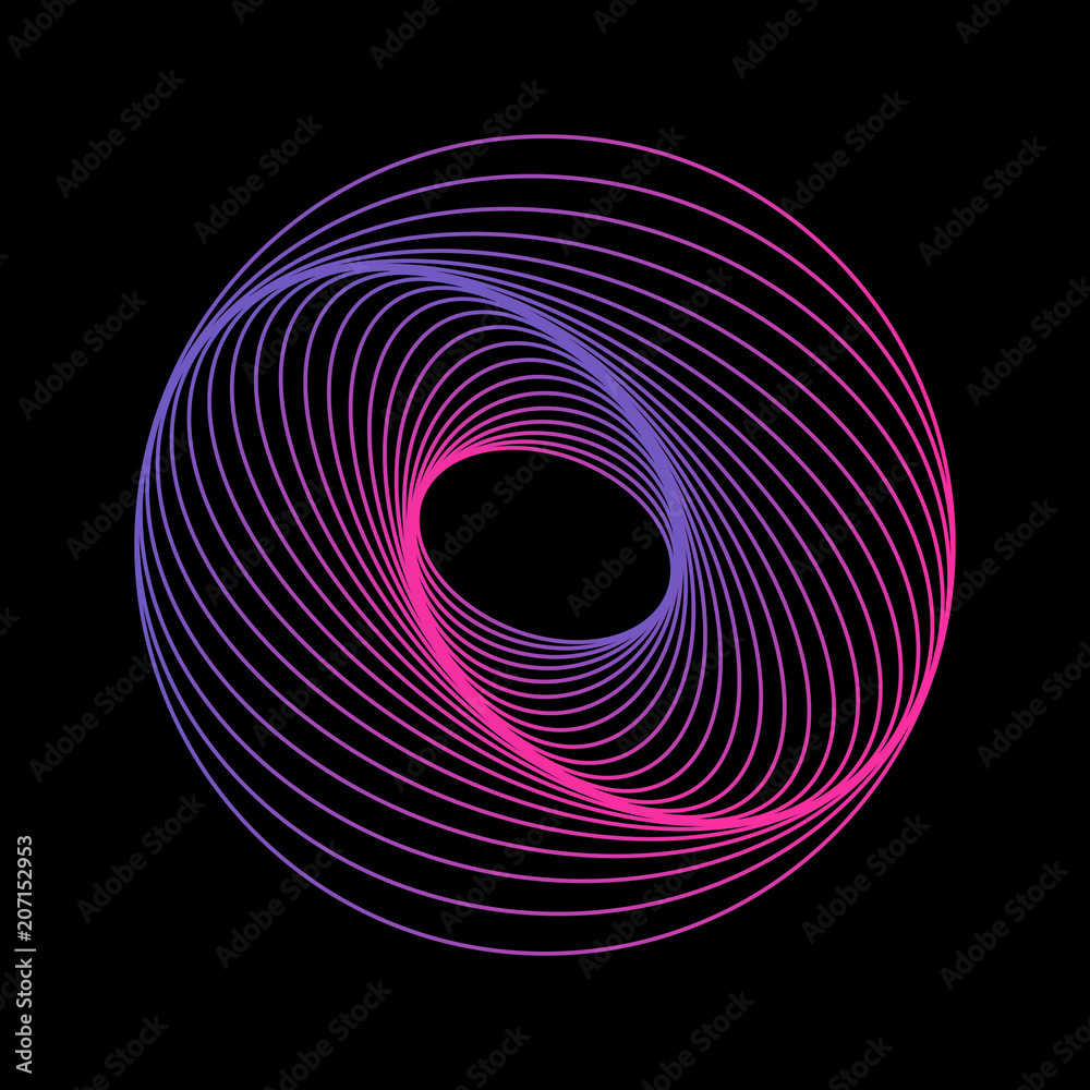 Aufkleber tunnel abstract. twisted colored circle 3d. twisted lines. red logo. sphere 3d