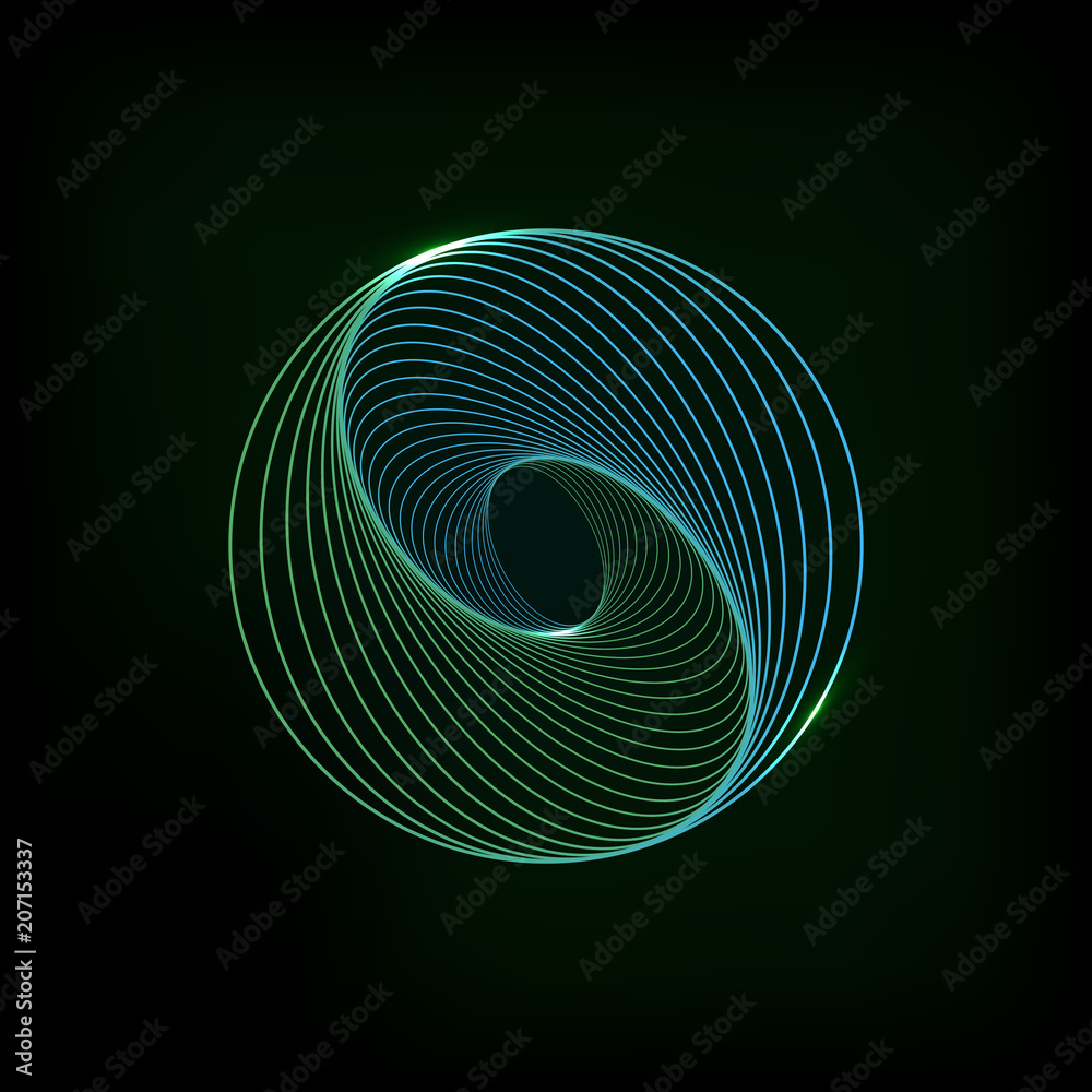 Poster sphere glowing light banner on a black background. sphere abstract 3d. abstract technology sphere on