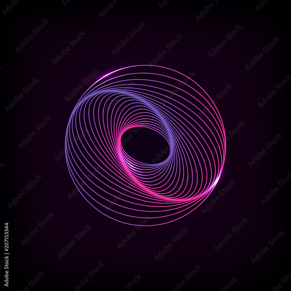 Poster Sphere glowing light banner on a black background. Sphere abstract 3d. Abstract technology sphere on the blue background. Vector illustration.
