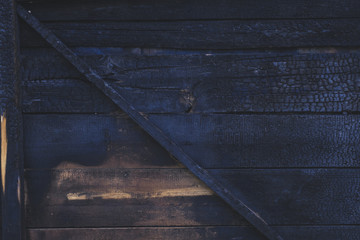 black Burned wooden wall background, charcoal texture