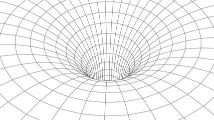 Fototapeta premium Tunel lub tunel czasoprzestrzenny. Streszczenie Wormhole Science. Siatka tunelowa 3D.Wireframe 3D tunel powierzchniowy