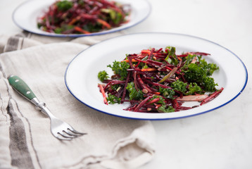 Beet and Carrot Salad with Kale and Sprouts
