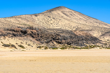 Colorful mountains near  Sotavento Beach in Fuerteventura, Spain