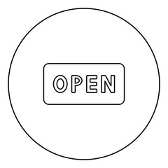 Sign open icon black color in circle