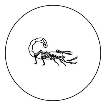 Scorpion icon black color in circle