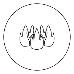 Fire icon black color in circle