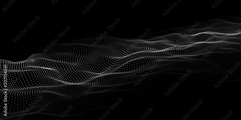 Poster technology dark background. vector futuristic wave 3d. cyber technology. big data.