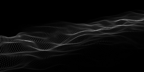 Technology dark background. Vector futuristic wave 3d. Cyber technology. Big data.