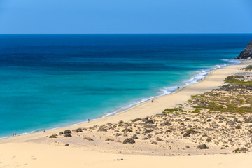 Fototapeta na wymiar Aerial view of Sotavento Beach in Fuerteventura, Spain