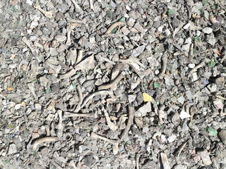 crushed waste, pieces of ceramics, stone, garbage