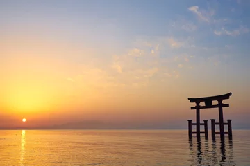 Foto op Plexiglas 夜明けの白髭神社の鳥居 © sakura