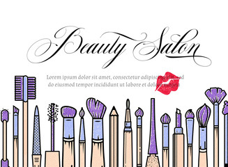 Makeup artist banner. Beauty Salon background . business concept