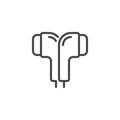 Earphones outline icon. linear style sign for mobile concept and web design. Headphones simple line vector icon. Ear plugs symbol, logo illustration. Pixel perfect vector graphics