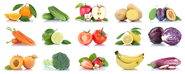 Obst und Gemüse Früchte viele Apfel Tomaten Orangen Zitronen Farben Freisteller freigestellt isoliert