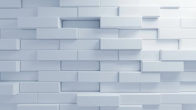 Beautiful White Bricks Moving in the Wall in Seamless 3d Animation. Abstract Motion Design Background. Computer Generated Process. 4k UHD 3840x2160.