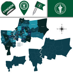 Fototapeta premium Map of Bangkok with Districts