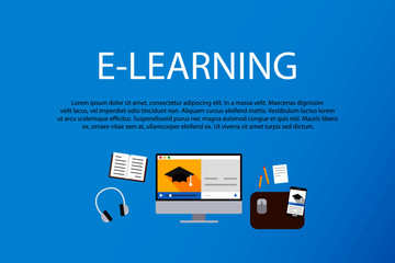 Modern design e-learning, online education concept. Website banner elements layout.