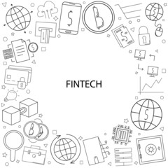 Vector fintech pattern with word. Fintech background	