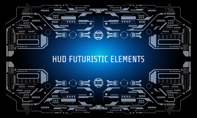 HUD Futuristic Elements Infographic UI Communication Panel Vector.  Abstract Center Blue Scifi Hi Technology Illustration Concept Design.